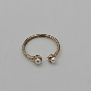 gold tone ear cuff with faux pearls